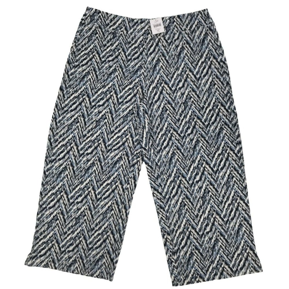 J. Jill Womens High Rise Flat Front Full Leg Blue Print Cropped Pant XS/MP